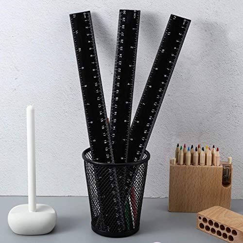 EBOOT 50 Pack 12 Inch Black Plastic Rulers Bulk for Classroom School Office - color: Black