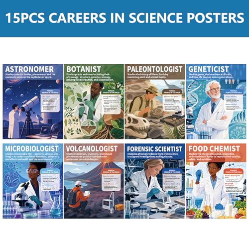 Arosche 11" x 14" Career in Science Posters for Classroom 15pc