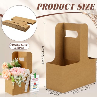 Reallnaive 12 Set Back to School Gifts 2 Cup Drink Carrier,Kraft Paper - style: Kraft Paper