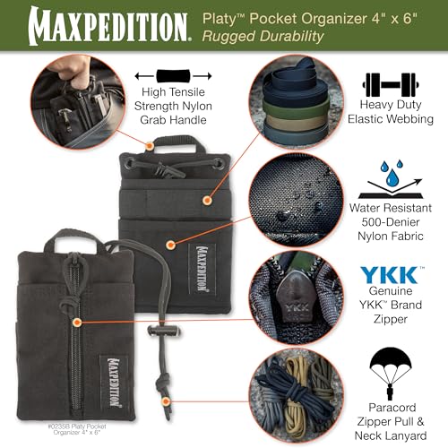 Maxpedition Platy Pocket Organizer, EDC Tool Pouch, Neck Wallet - color: Black, size: 4" x 6"