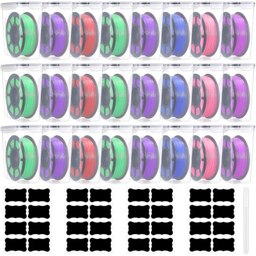 Blushtier 24 Pcs Filament Storage Box with Stickers and Marker - color: Clear