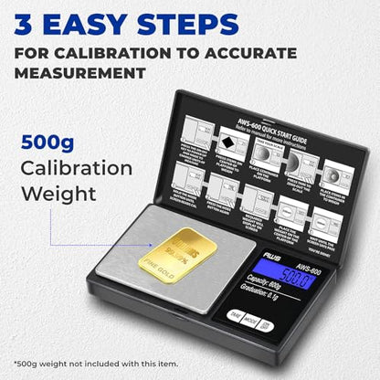 American Weigh Scales Digital Pocket Scale 600g x 0.1g with LCD Display Gram, Ounce, Carat, Grain for Coins, Jewellery, Gemstones, Metals, Kitchen, Food & Medicines – Black - color: Black, size: 600g x 0.1g
