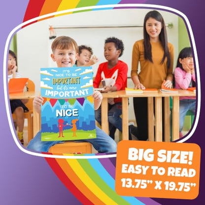 Sproutbrite 6 Pack 19.75”x13.75” Kindness & Respect Posters - color: Bold color