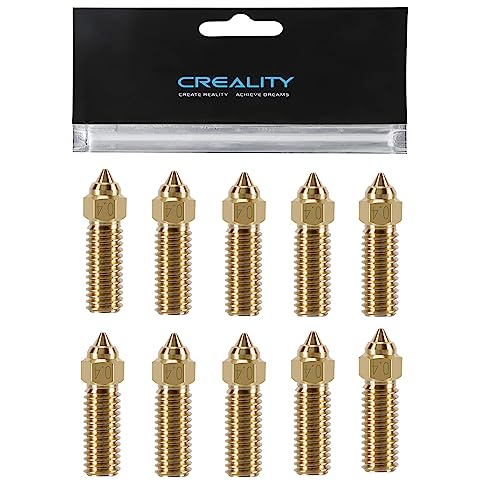 Creality 10PCS K1 Brass Nozzles Kit, 3D Printer 10PCS High Speed 0.4mm Nozzles Kit for K1, K1 Max, Ender 3 V3 KE, CR-10 SE, CR-M4 - style: K1 Brass 0.4mm