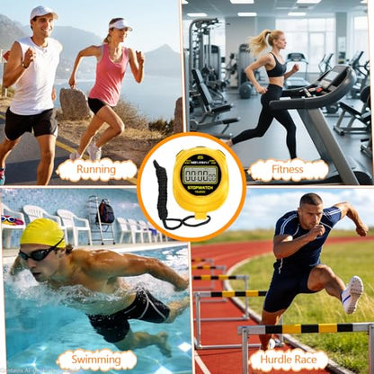 Digital Simple Stopwatch Timer, Single Lap Countdown Timer with On/Off, AAA Battery (Included) for Kids Students Coaches, Yellow - color: Yellow