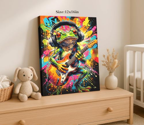 Graffiti Animals Playing Music Canvas Wall Art Funny Frog Pictures Wall Art - color: Graffiti Canvas Prints Funny Frog Wall Art