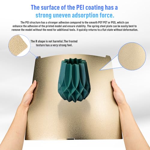 K2 Plus PEI Build Plate 370x370mm, Flexible Textured Spring Steel Bed Surface, Heat Resistant 3D Printer Platform for PLA/PETG/ABS/TPU/Carbon Fiber, Easy Model Release Magnetic Heated Bed - size: K2PLUS 370*370mm