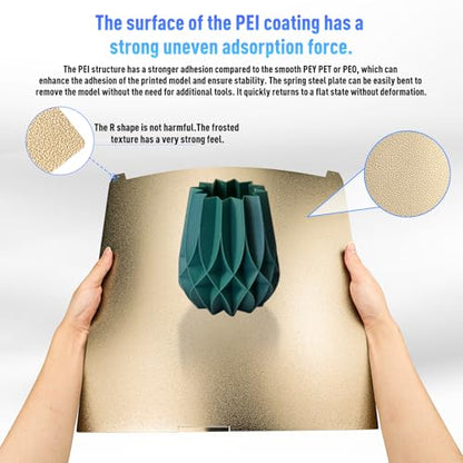 K2 Plus PEI Build Plate 370x370mm, Flexible Textured Spring Steel Bed Surface, Heat Resistant 3D Printer Platform for PLA/PETG/ABS/TPU/Carbon Fiber, Easy Model Release Magnetic Heated Bed - size: K2PLUS 370*370mm