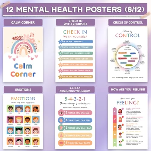 KIDS KING 12 Learning Posters - Mental Health (10"x14") - color: Mental Health