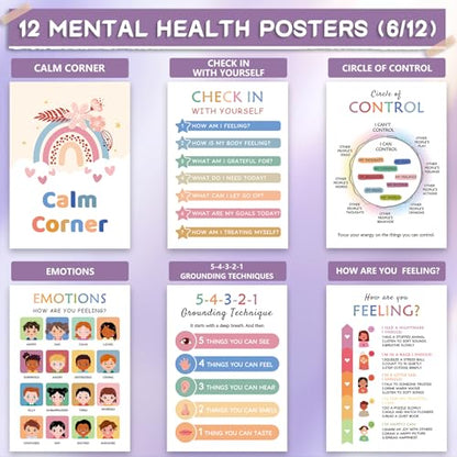 KIDS KING 12 Learning Posters - Mental Health (10"x14") - color: Mental Health