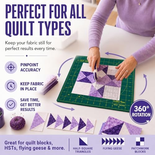 The Quilted Bear Rotating Cutting Mat 18" x 18" - Square 360° Rotating Self Healing Mat with Innovative Locking Mechanism for Quilting & Sewing Your Choice of Colours Available! (Green) - color: Green, size: 18"L x 18"W