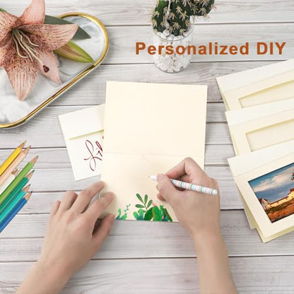 Silunkia 60 Packs Cream Photo Frame Cards and Envelopes for 5 x 7 Picture - color: Cream, size: 5x7