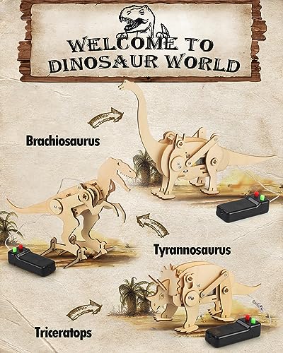 Poraxy 4 Pack Dinosaur Toys for Kids 8-12, STEM Kits, Toys for Ages 8-13, Wooden 3D Puzzle, Educational Science Building Projects Crafts, Birthday Gifts for Boys Girls 7 8 9 10 11 12 13 Years Old - size: Dinosaur toys without Paints