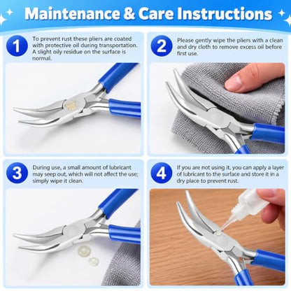 Bent Nose Pliers，Bent Chain-Nose for Crafting and Repair - color: Dark Blue-bent Nose Pliers
