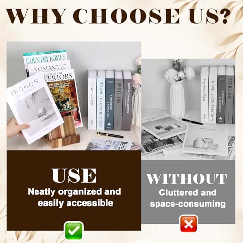 4 Tier Acacia Wood Brochure Display Stand 6 x 9 inch Brochure Holder Pamphlet Display Stand for 5.5 x 8.5 inch 5 x 7 inch Booklets Menus Postcard Holder Multi Purpose Organizer - color: Wood Color Acacia Wood