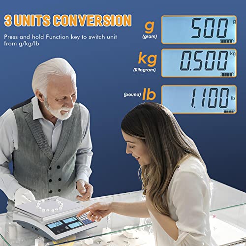 Bonvoisin Industrial Digital Scale for Parts & Coins (10kg/22lb, 0.1g) - Electronic Inventory Counting Scale - size: 10 kg, 0.1 g