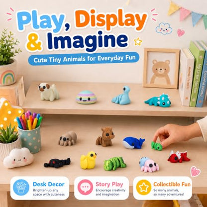 150 PCS 3D Printed Animals, Mini Animal Figurines Bulk, Articulated Flexible Fidget Toys, Cute Desk Pets for Kids, Party Favors, Classroom Rewards, Goodie Bags, Birthday Gifts - color: Blue