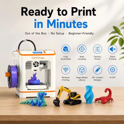 Hephi3d TINA2C 3D Printer Beginner Friendly, Easy-Ready to Print in 5 Mins - color: WhiteOrange
