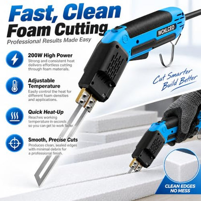 【New Model】 Foam Cutter Electric Hot Knife, Foam Cutting Tool Kit,Air Cooled 200W Styrofoam Cutting Tool Kit for Cutting Foam Board Insulation, EPP, EPS, XPS, EVA - color: B-blue Hot Knife Set