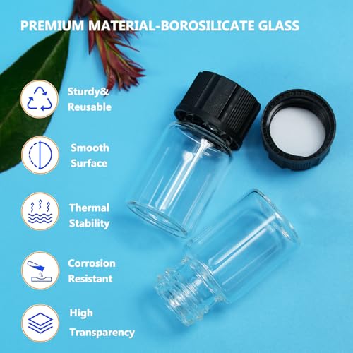 PEKYBIO 100 PCS 7ML Clear Small Liquid Sample Glass Vials with Screw Caps - size: 7 ml (100 pieces)
