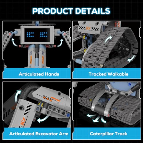 Robot Building Kit with Remote Control STEM Gift for Boys Age 6+ | Birthday Gift for Boys Girls Ages 6+ | 352PCS 5-in-1 Robot | APP + Remote | STEM Robotic Toys | Rechargeable |Educational - style: K96170