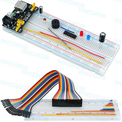 WWZMDiB 438 Pcs Electronics Breadboard Kit Beginner Starter Kit Compatible with Arduino,STM32,Raspberry Pi
