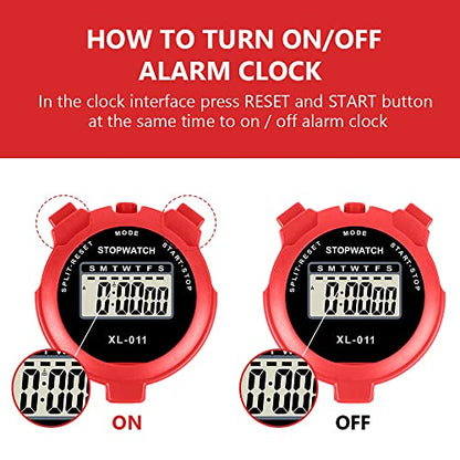 Vicloon Digital Sport Timer, Large Display Stopwatch with Single Lap Split, 12/24 Hour Clock Alarm Date for Coaches & Kids (Red) - color: Red