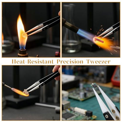 2 Pcs Ceramic Tweezers, Non-Conductive Fine Point Tweezers