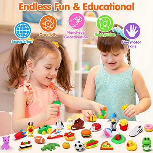 Palmatte 140PCS Animal Erasers Bulk Treasure Box Prizes for Kids Classroom