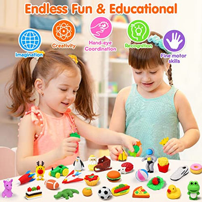 Palmatte 140PCS Animal Erasers Bulk Treasure Box Prizes for Kids Classroom