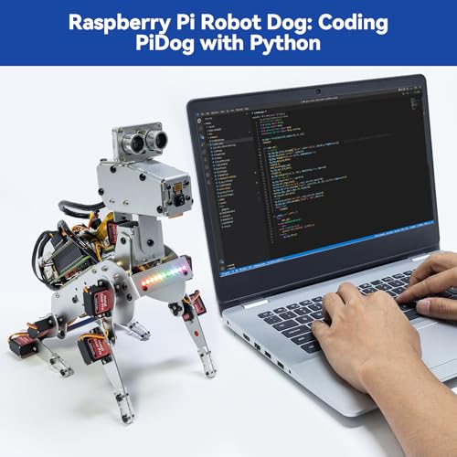 SunFounder PiDog AI Robot Dog Kit for Raspberry Pi 5/4/3B+/Zero 2W, Openclaw LLMs ChatGPT/Gemini/Grok, Voice&Video Recognition, Python, App, Gyroscope, Camera (RPI NOT Included) - color: Pidog