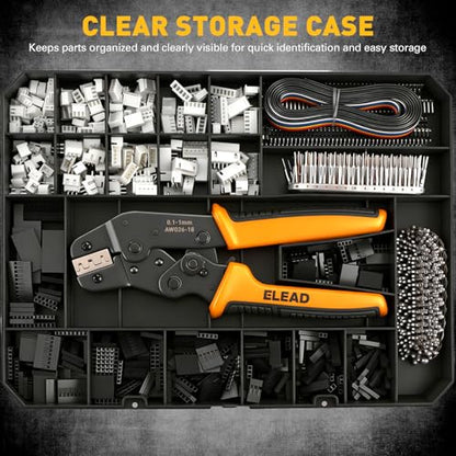 2020-Piece JST XH 2.54mm Connector Kit with Ratcheting Crimping Tool, 1P-10P Housing, Male & Female 2.54mm Pin Headers, Dupont Style Wire Terminals for Arduino, PCB, 3D Printer - size: 2020 PCS