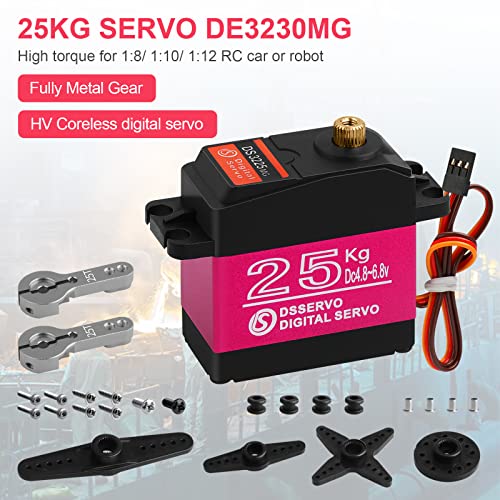 25KG Waterproof Metal Gear RC Servo, 180° - style: 1 Pcs 25kg