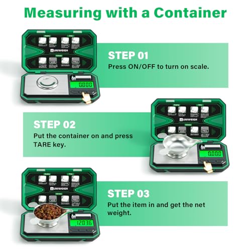 UNIWEIGH Milligram Scale Precision 0.001g/50g mg Scale for Weighing Powders - color: Green