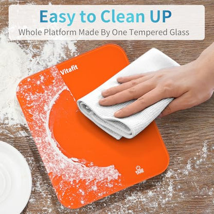 Vitafit 33lb/15kg Digital Food Scale in High Precision 0.1oz/1g, Our Own Kitchen Scale Professional Factory Since 2001, Kitchen Essentials for Cooking & Baking, LED, 3xAAA Battery, Refreshing Orange
