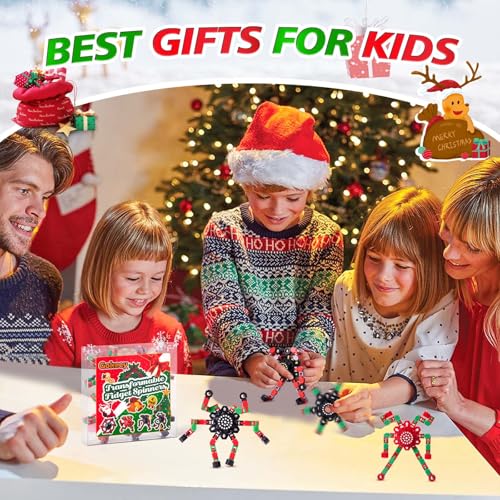 Gokeey Christmas Fidget Toys Transformable Fidget Spinners for Kids and Adults, Stress Relief Sensory Toys for Boys and Girls Fingertip Gyros for ADHD Autism for Kids Birthday Gifts - style: fidget toys 4pc-red