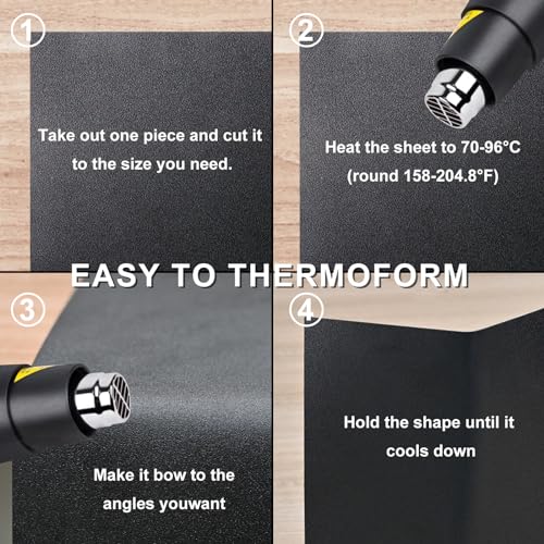 KINLINK 12" x 24" x 0.06" Black Abs Plastic Sheet Flexible Moldable 6 Pack - color: Black, size: 12x24-1.5MM