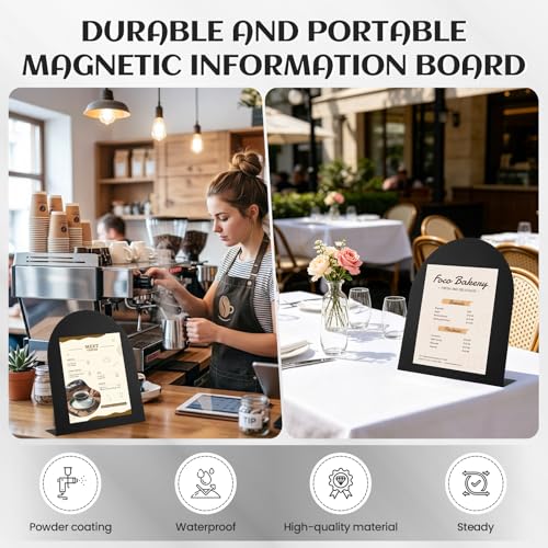 2 Pack Magnet Board 12.6x11 Inch Magnetic Display Board Black Metal with Stand for Home School Kitchen Office