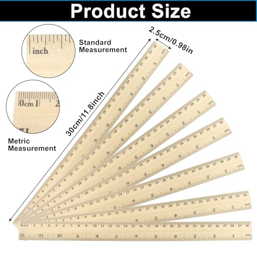Wooden Rulers 12 Inch/30cm, 12 Pcs - color: 12pcs