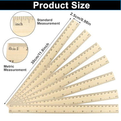 Wooden Rulers 12 Inch/30cm, 12 Pcs - color: 12pcs