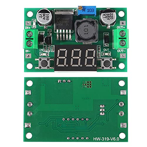 AITRIP 2pcs LM2596 Adjustable DC-DC Step Down Buck Power Convert Module 4.0-40V Input to 1.25-37V Output with LED Voltmeter Display - color: 2 PCS