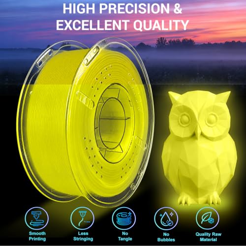 Glow in the Dark PLA+ Filament, 1KG(2.2lbs), Yellow, 1.75mm - color: Yellow