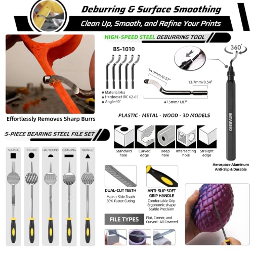 60pcs 3D Printer Tools Kit for Precision Printer Care, Model Post-Processing & Finishing incl. Premium Screwdriver Set, 3D Printer Accessories, Compatible with Bambu Lab, Ender 3, All FDM/SLA Printers - style: Daily Project Kit