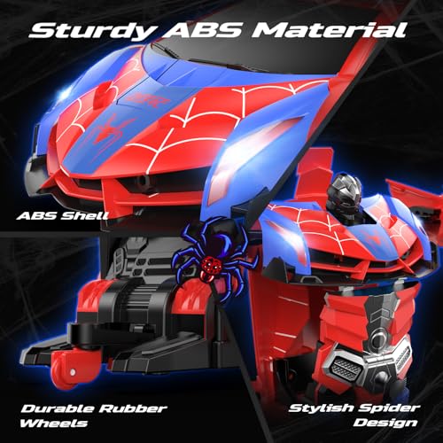 DEERC Spider Transforming RC Car for Boys, 2.4GHz Remote Control Robot Toy