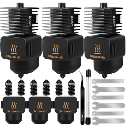 3 Pack Hotend Kit for Bambu Lab A1/A1 Mini, 3D Printer Hot End Upgrade Hardened Steel Nozzle 0.2/0.4/0.6mm Replacement with 6PCS Silicone Cover Sock Cleaning Kit Hotend for Bambu Lab A1/A1 Mini - style: A1 Hotend Kit4