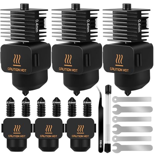 3 Pack Hotend Kit for Bambu Lab A1/A1 Mini, 3D Printer Hot End Upgrade Hardened Steel Nozzle 0.2/0.4/0.6mm Replacement with 6PCS Silicone Cover Sock Cleaning Kit Hotend for Bambu Lab A1/A1 Mini - style: A1 Hotend Kit4
