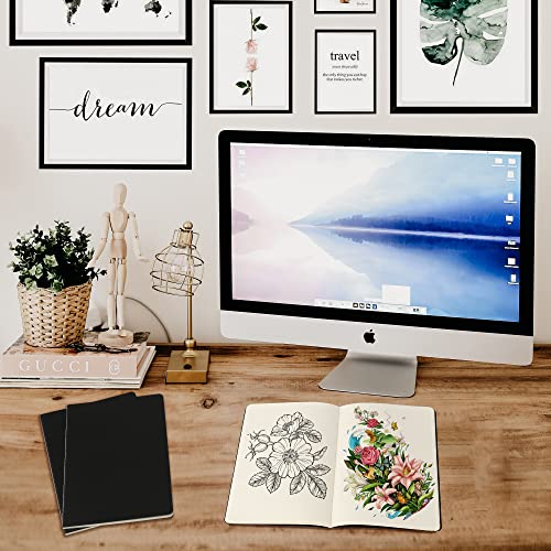 24 Pack Blank Notebook & Journal Bulk, Black Cover, Unlined Plain Thick Paper, A5 Size, 5.5x8.3 inch, 60 Page, Small Sketchbook Subject Note Pad Set for Women Men Kids Traveler Student Office - color: Black, style: Black-24-Unlined