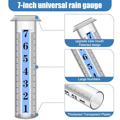 YZDTECH Rain Gauge Replacement Tube Plastic, Accurate Rain Gauge Outdoor, Thickened and Transparent 7" Capacity Tube with Blue Strip for Yard, 1 Rain Meter Tube with 1 Clean Brush and 1 Red Float - color: 1PCS Rain Gauge Replacement Tube