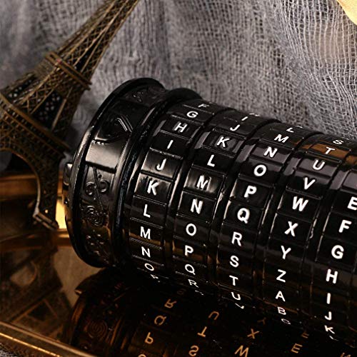 Cryptex Da Vinci Code Mini Cryptex Lock Puzzle Boxes with Hidden Compartments Anniversary Valentine's Day Romantic Birthday Gifts for Her Gifts for Girlfriend Box for Men - color: Black
