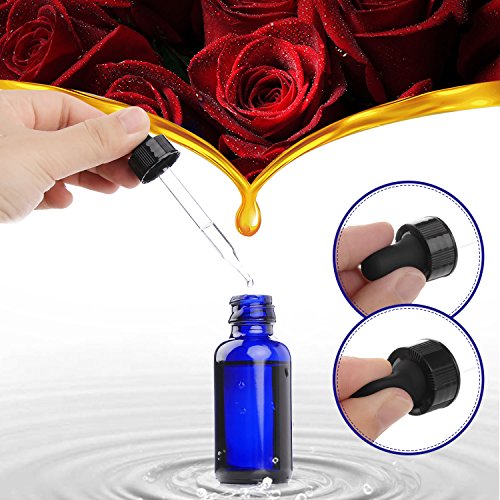 Yesker CL65319 Cobalt Blue Glass Bottles 1-oz for Essential Oils with Glass Eye Dropper And Rubber Bulb - 6 pack - size: 1 Ounce / 6 Pack Blue